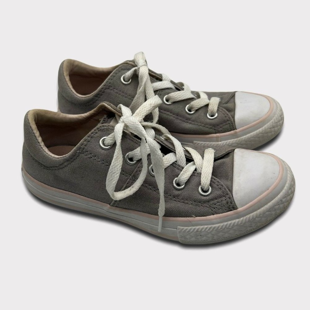 Converse All Star  Junior  size 1 Gray And White With Pink Stripe